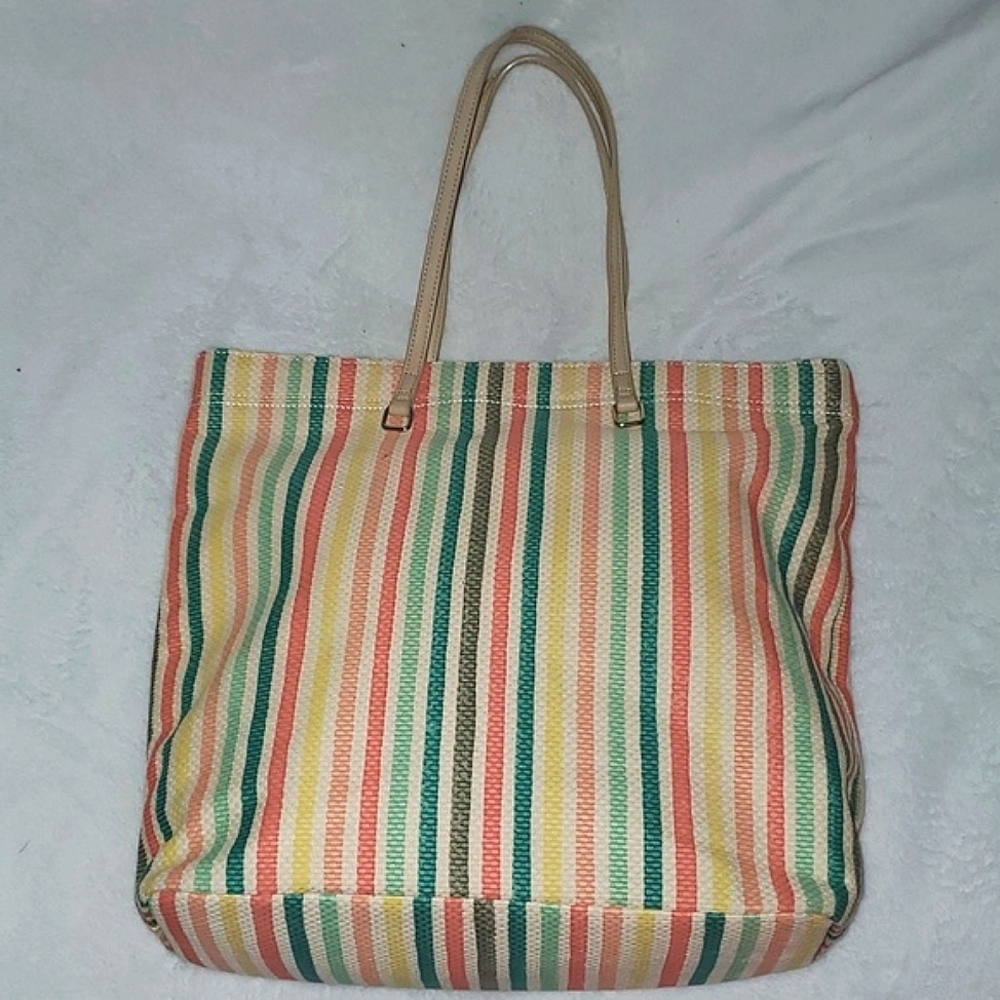 Talbots Rainbow Striped Zipper Top Tote - Picture 13 of 14